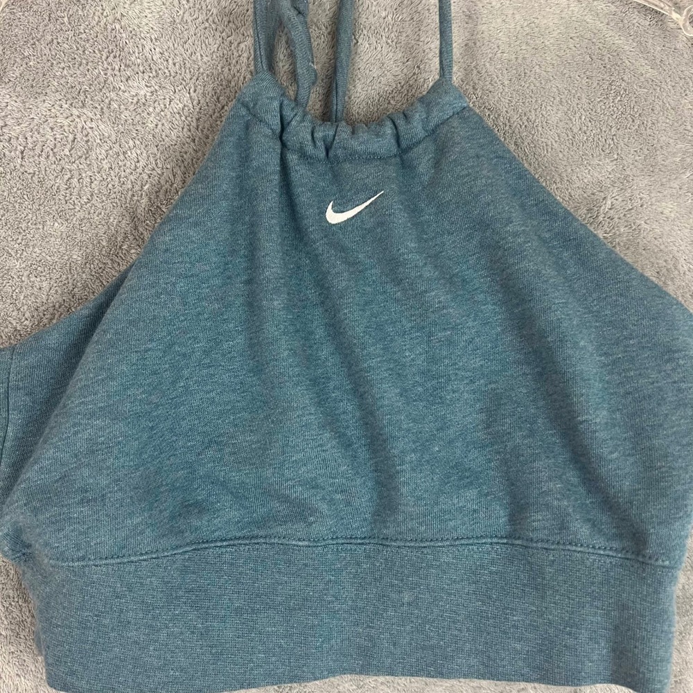 Nike Sportswear Chill French Terry Cropped Halter Top Womens M Sporty Cotton - Picture 2 of 8